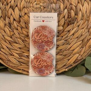 🆕 Valentines Floral Love Car Coasters